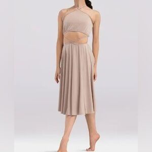 Weissman Elite dance costume tan beige maxi dress Bonfire
D13222 XSA adult